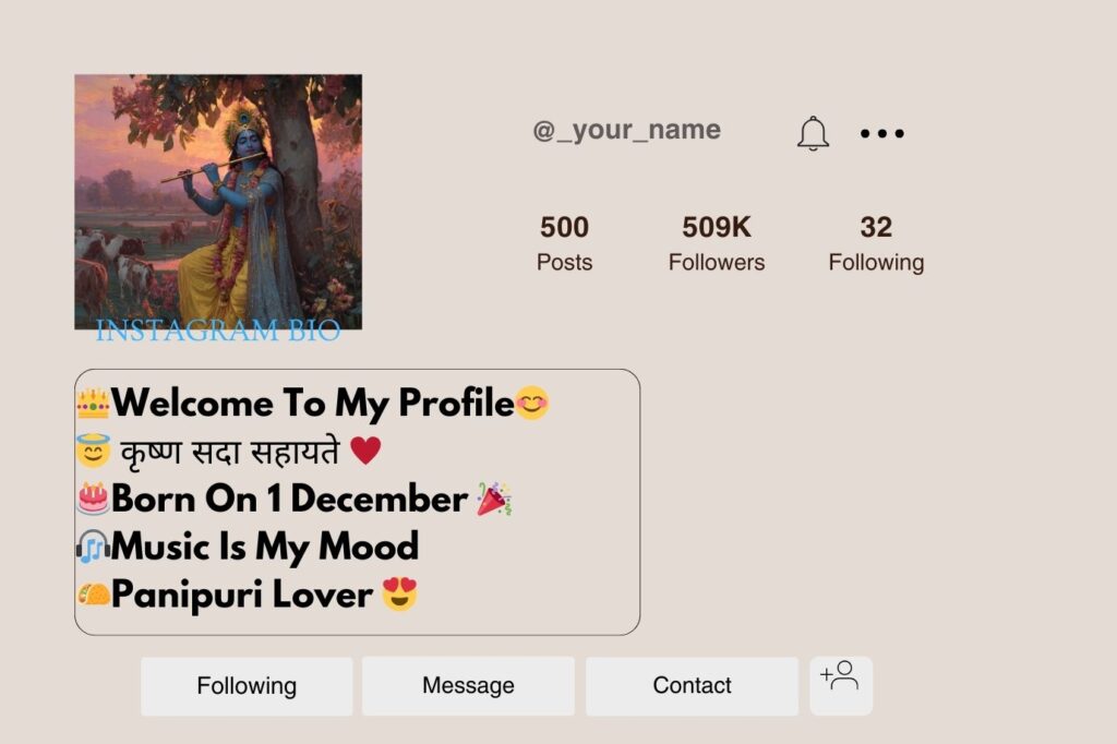 Krishna Sada Sahayate Bio for Instagram